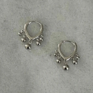 Sterling Silver Triangle Beaded Fringe Hoop Earrings 

Brand New
